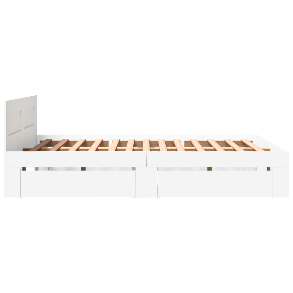 sengeramme med sengegavl 150x200 cm konstrueret træ hvid