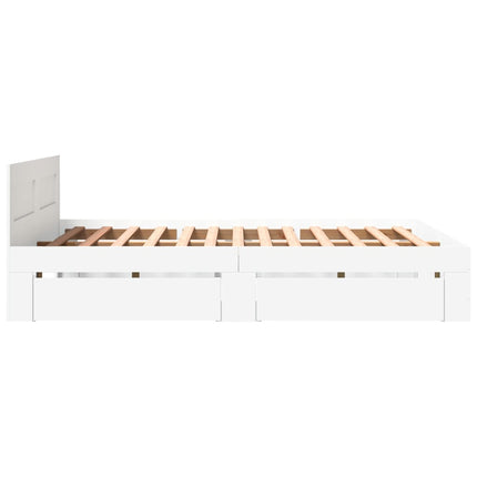 sengeramme med sengegavl 150x200 cm konstrueret træ hvid