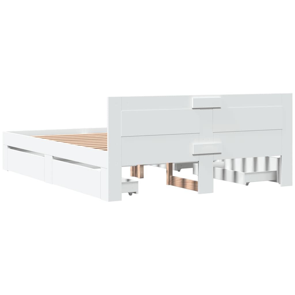 sengeramme med sengegavl 150x200 cm konstrueret træ hvid