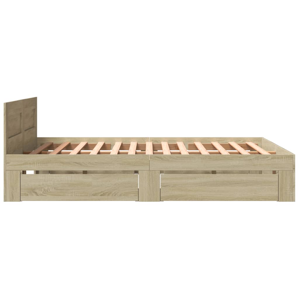 sengeramme med sengegavl 150x200 cm konstrueret træ sonoma-eg