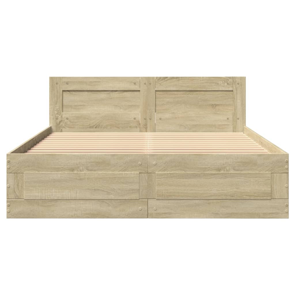 sengeramme med sengegavl 140x200 cm konstrueret træ sonoma-eg