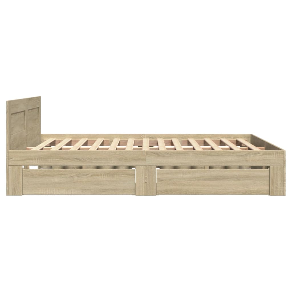 sengeramme med sengegavl 140x200 cm konstrueret træ sonoma-eg