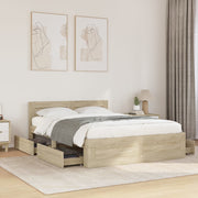 sengeramme med sengegavl 140x200 cm konstrueret træ sonoma-eg