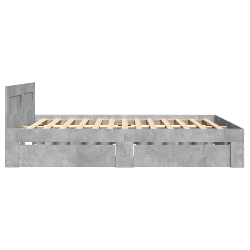 sengeramme med sengegavl 140x200 cm konstrueret træ betongrå