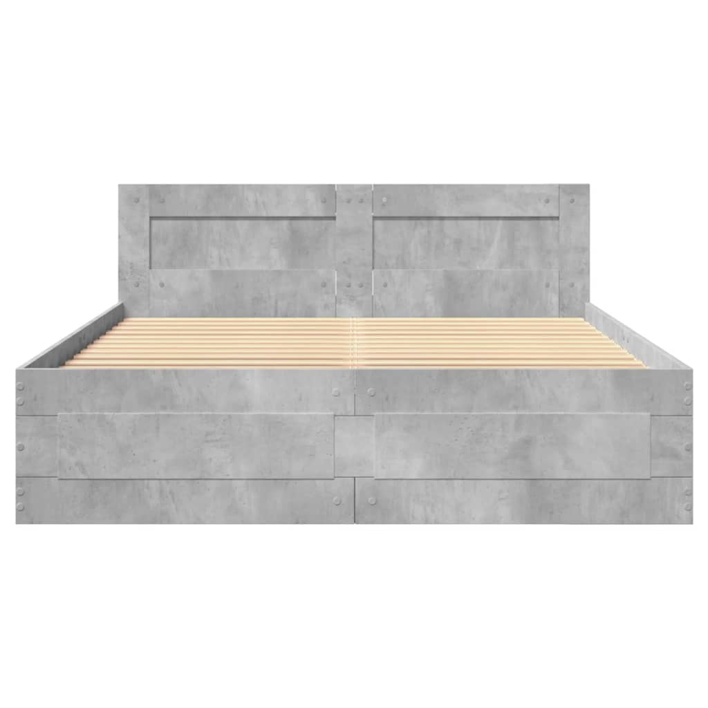 sengeramme med sengegavl 120x200 cm konstrueret træ betongrå