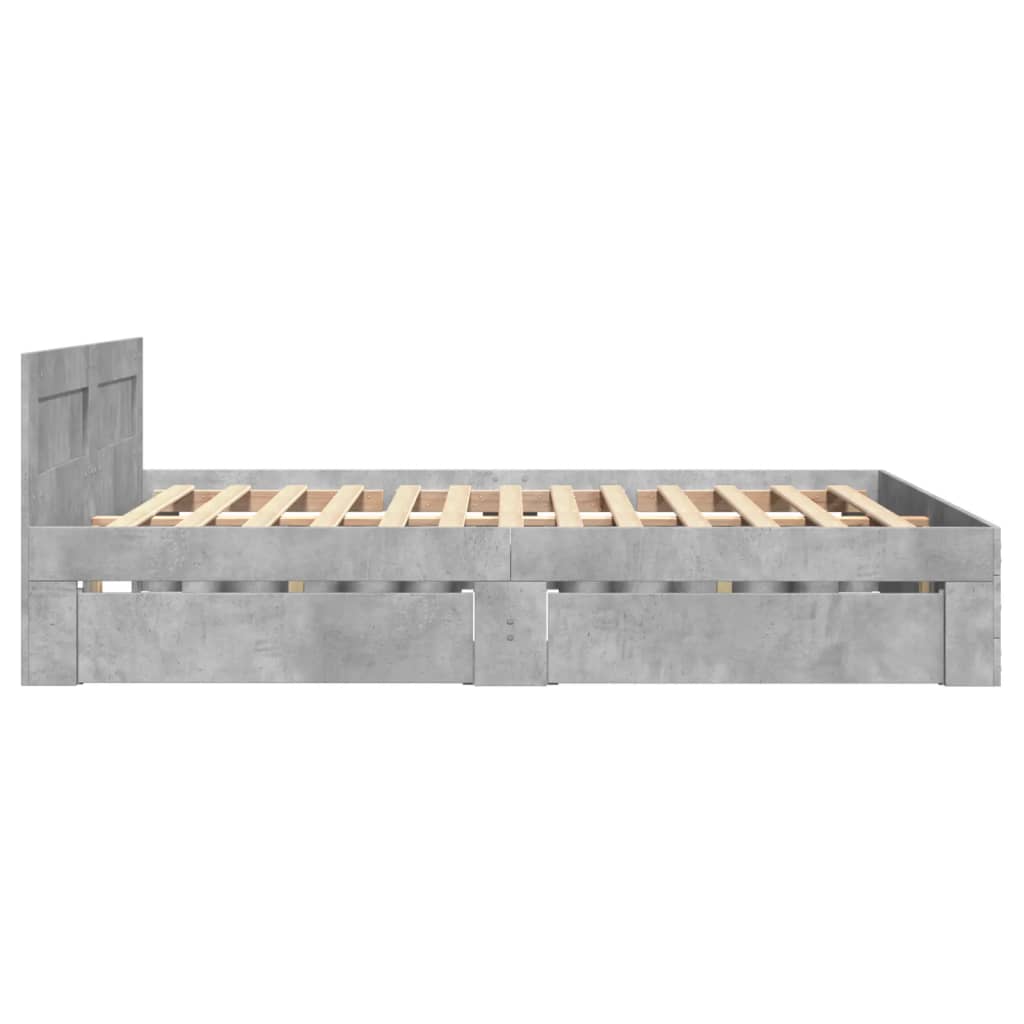 sengeramme med sengegavl 120x200 cm konstrueret træ betongrå