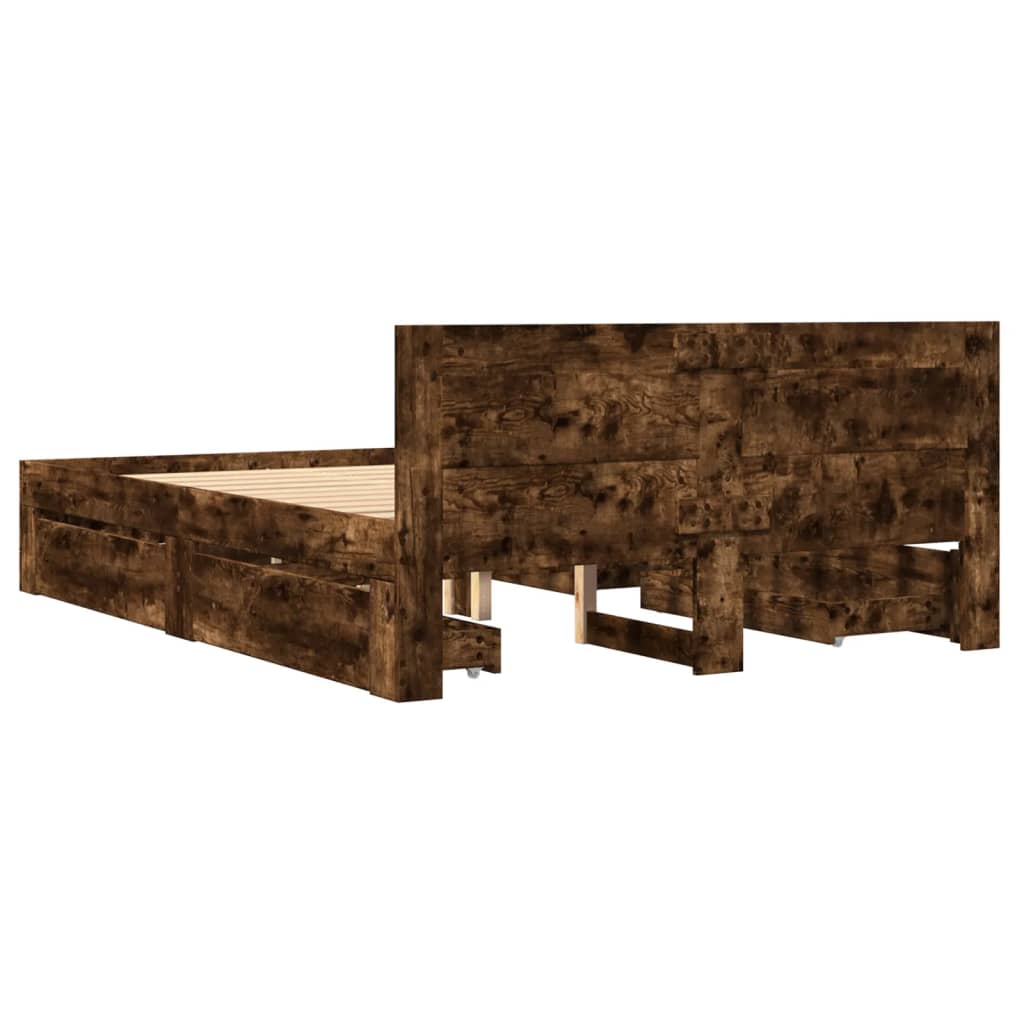 sengeramme med sengegavl 120x200 cm konstrueret træ røget eg
