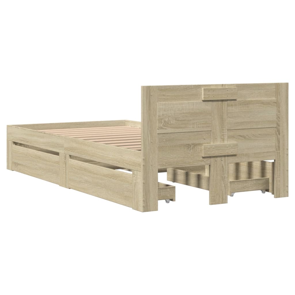 sengeramme med sengegavl 100x200 cm konstrueret træ sonoma-eg