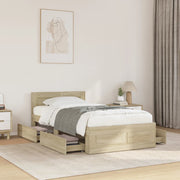 sengeramme med sengegavl 90x200 cm konstrueret træ sonoma-eg