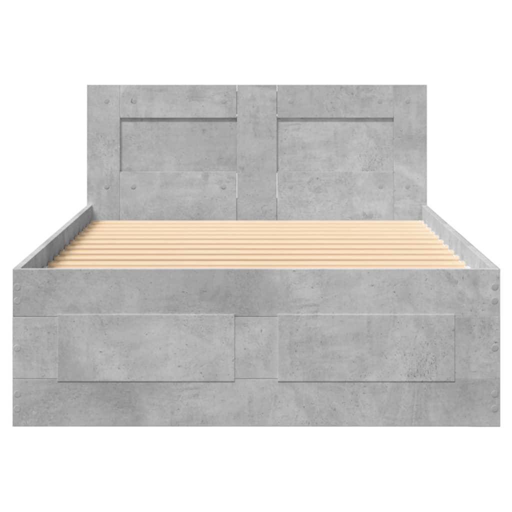 sengeramme med sengegavl 90x200 cm konstrueret træ betongrå