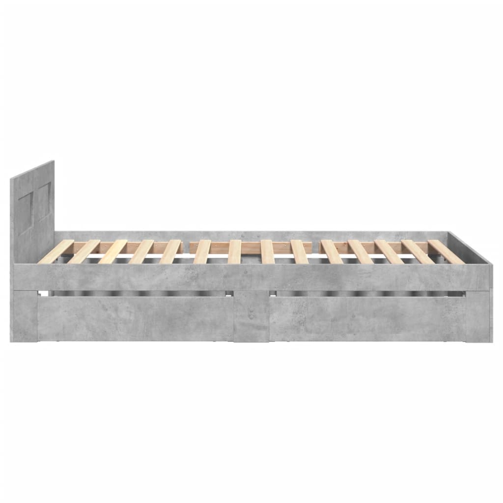 sengeramme med sengegavl 90x200 cm konstrueret træ betongrå