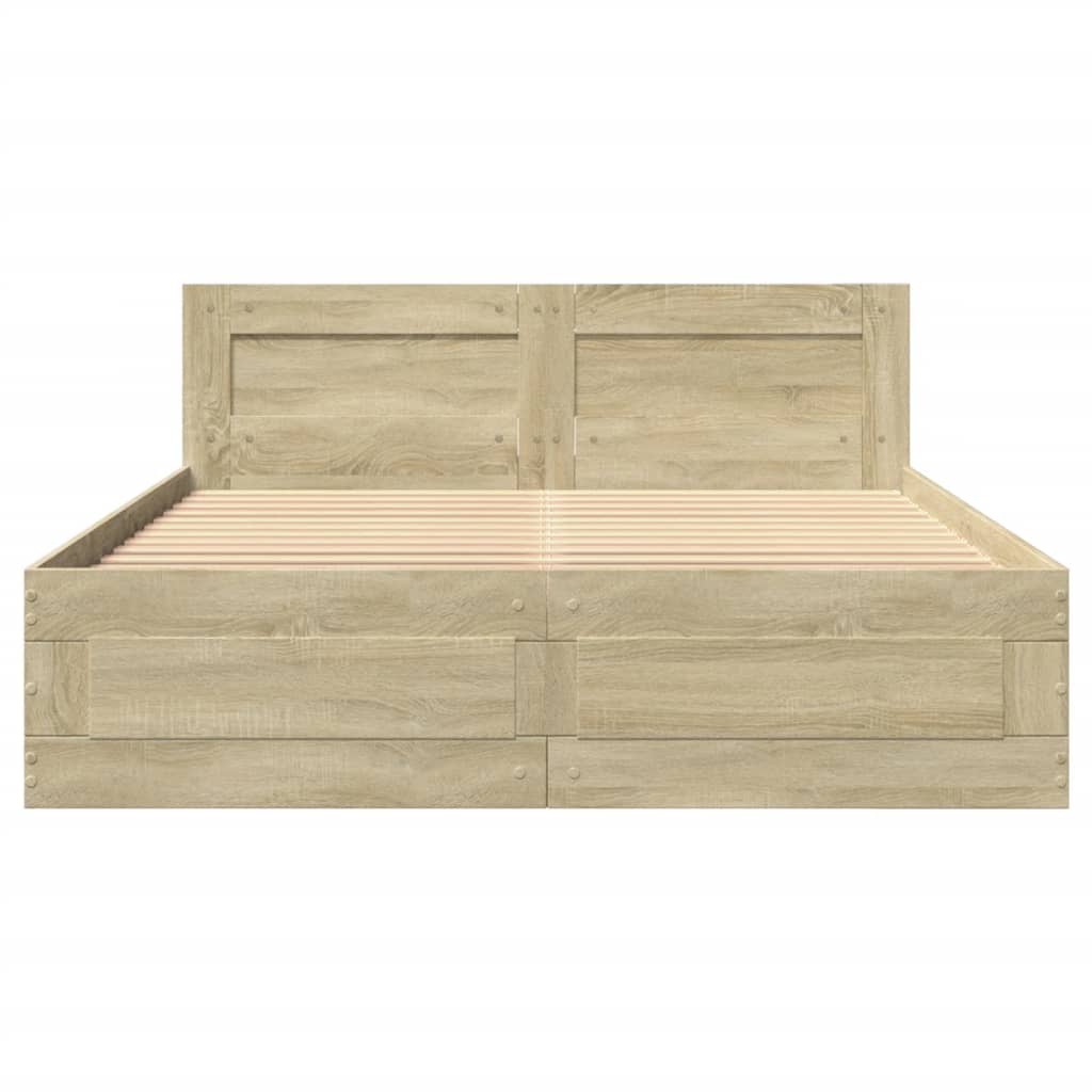 sengeramme med sengegavl 135x190 cm konstrueret træ sonoma-eg