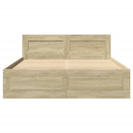 sengeramme med sengegavl 135x190 cm konstrueret træ sonoma-eg