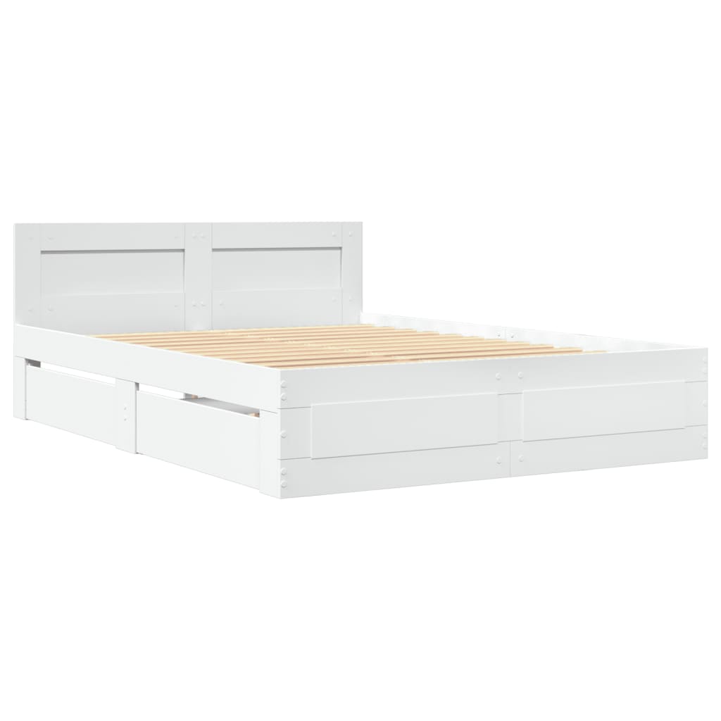 sengeramme med sengegavl 120x190 cm konstrueret træ hvid