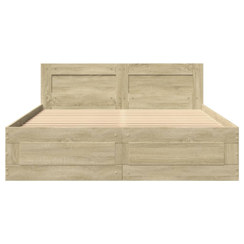 sengeramme med sengegavl 120x190 cm konstrueret træ sonoma-eg