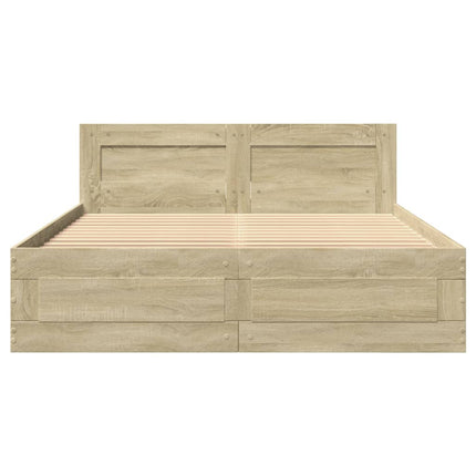 sengeramme med sengegavl 120x190 cm konstrueret træ sonoma-eg