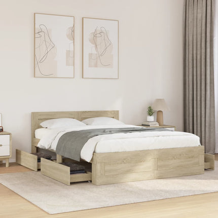 sengeramme med sengegavl 120x190 cm konstrueret træ sonoma-eg