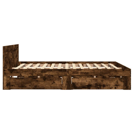 sengeramme med sengegavl 120x190 cm konstrueret træ røget eg