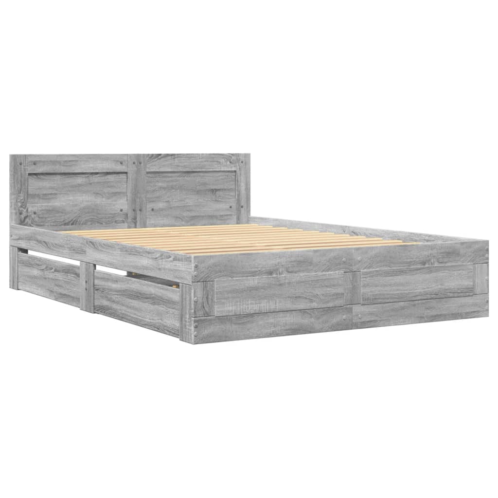 sengeramme med sengegavl 120x190 cm konstrueret træ grå sonoma