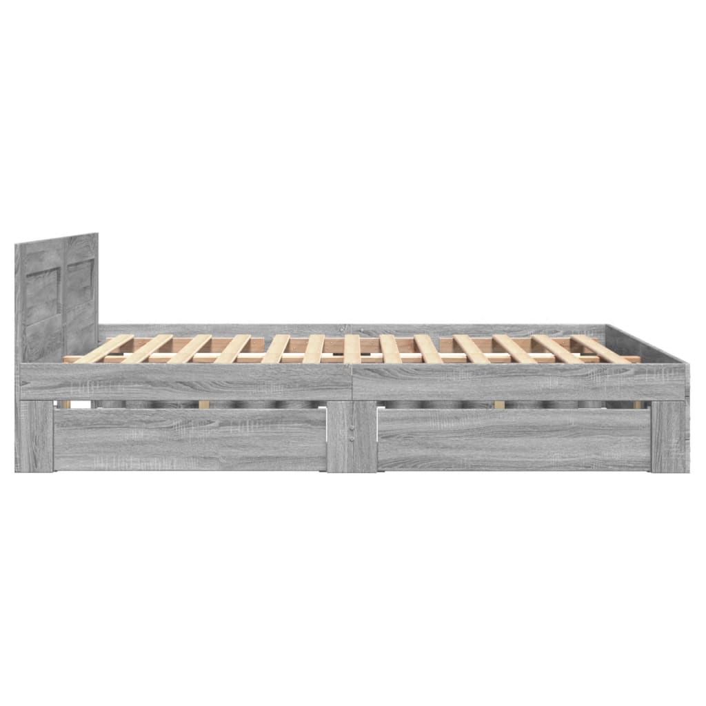 sengeramme med sengegavl 120x190 cm konstrueret træ grå sonoma