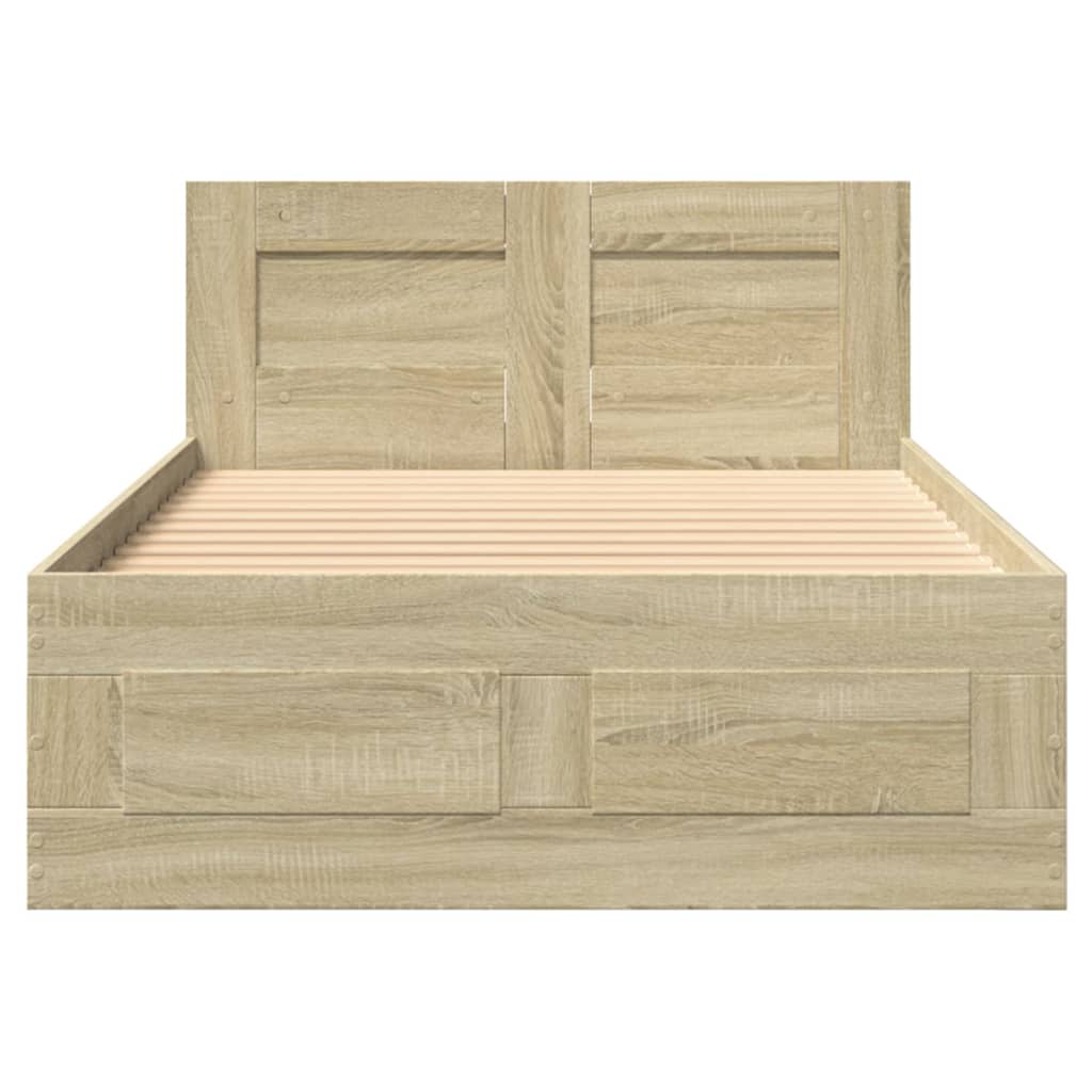sengeramme med sengegavl 90x190 cm konstrueret træ sonoma-eg