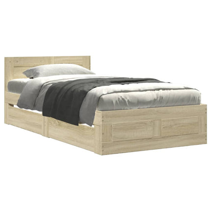 sengeramme med sengegavl 75x190 cm konstrueret træ sonoma-eg