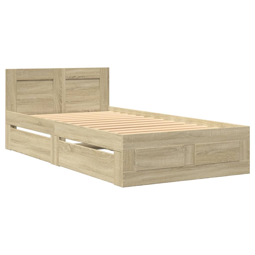 sengeramme med sengegavl 75x190 cm konstrueret træ sonoma-eg