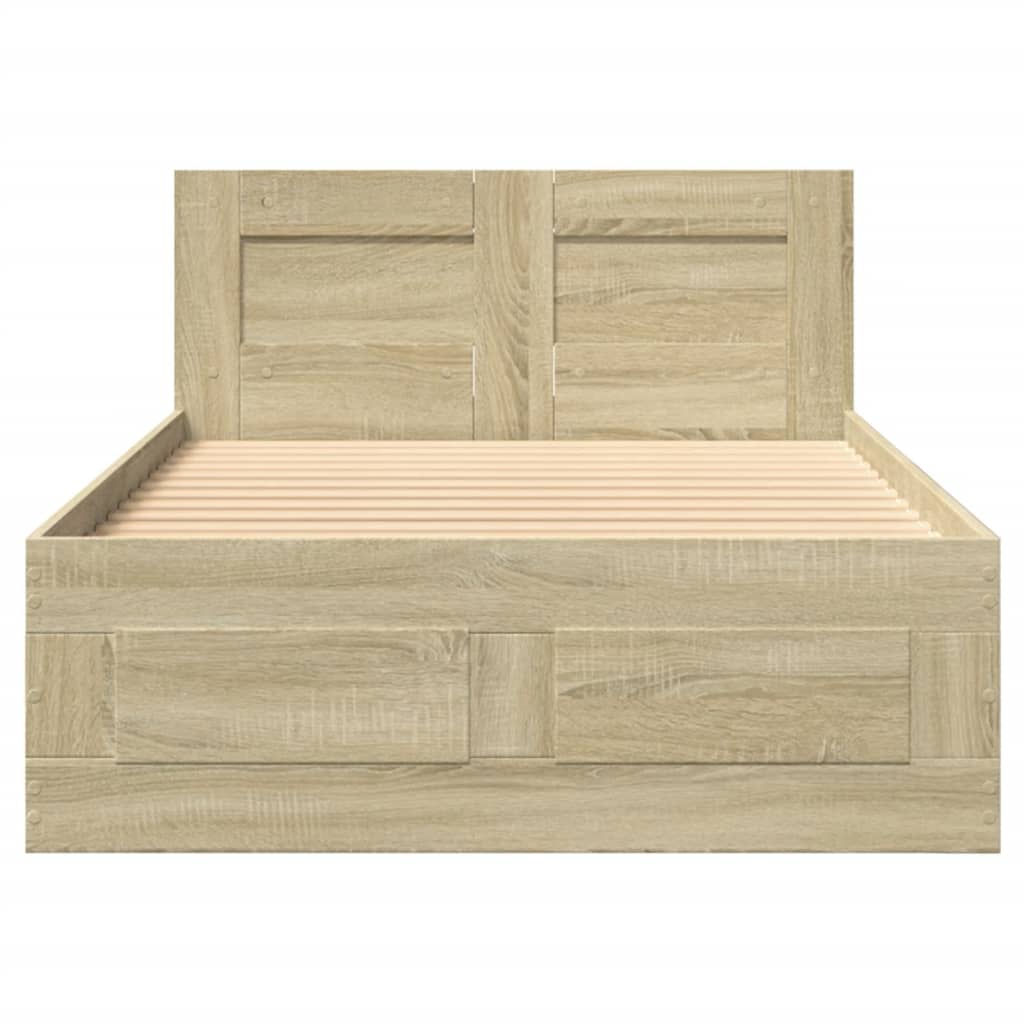 sengeramme med sengegavl 75x190 cm konstrueret træ sonoma-eg