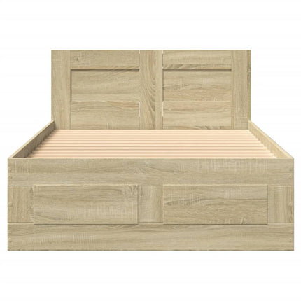 sengeramme med sengegavl 75x190 cm konstrueret træ sonoma-eg