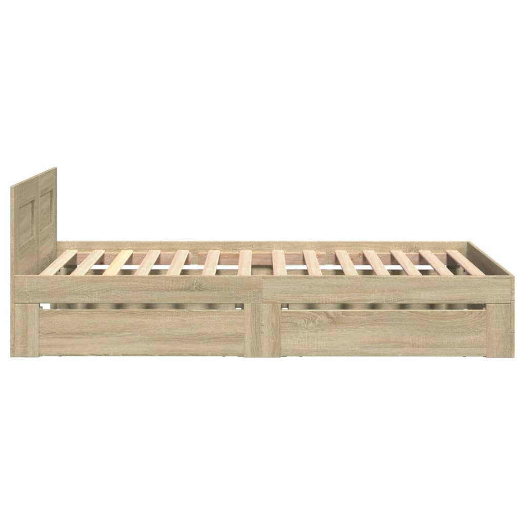 sengeramme med sengegavl 75x190 cm konstrueret træ sonoma-eg