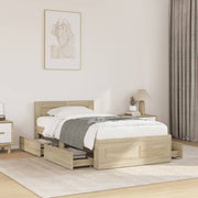 sengeramme med sengegavl 75x190 cm konstrueret træ sonoma-eg