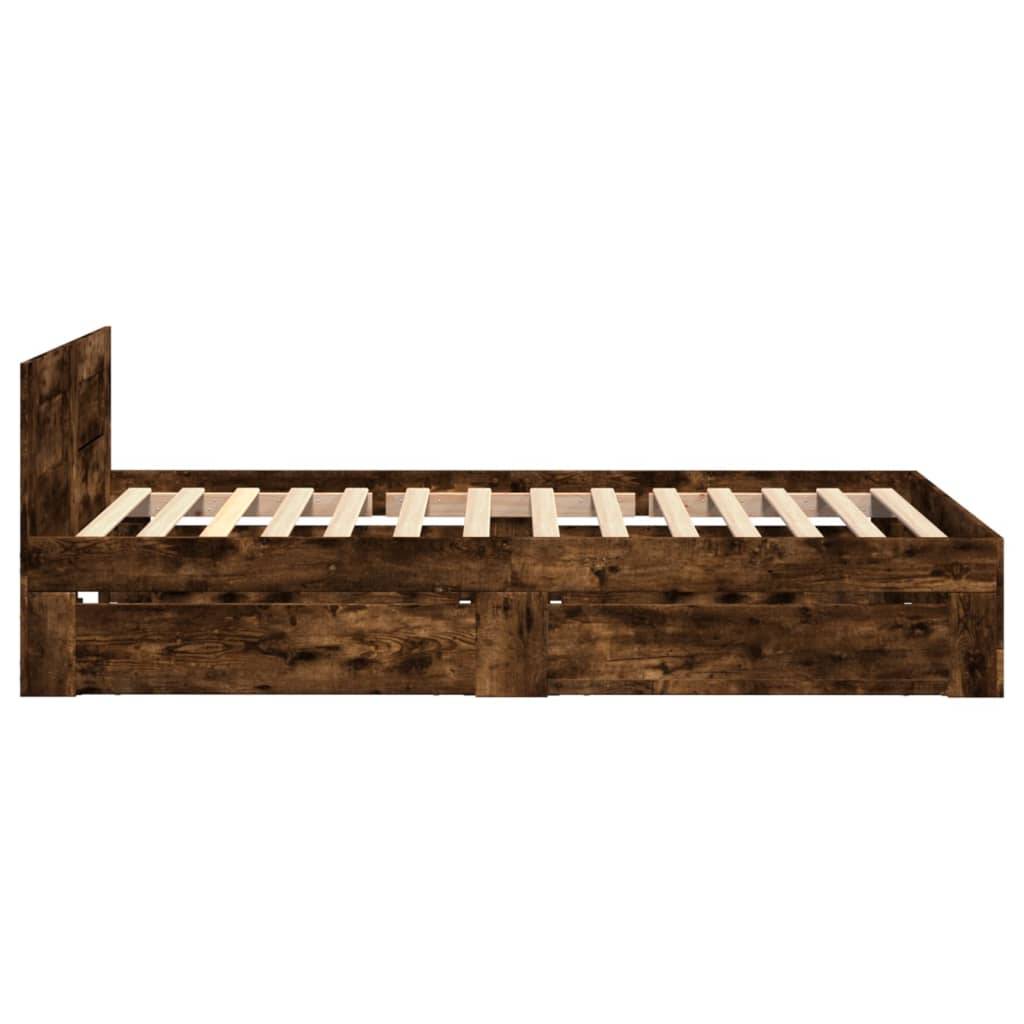 sengeramme med sengegavl 75x190 cm konstrueret træ røget eg