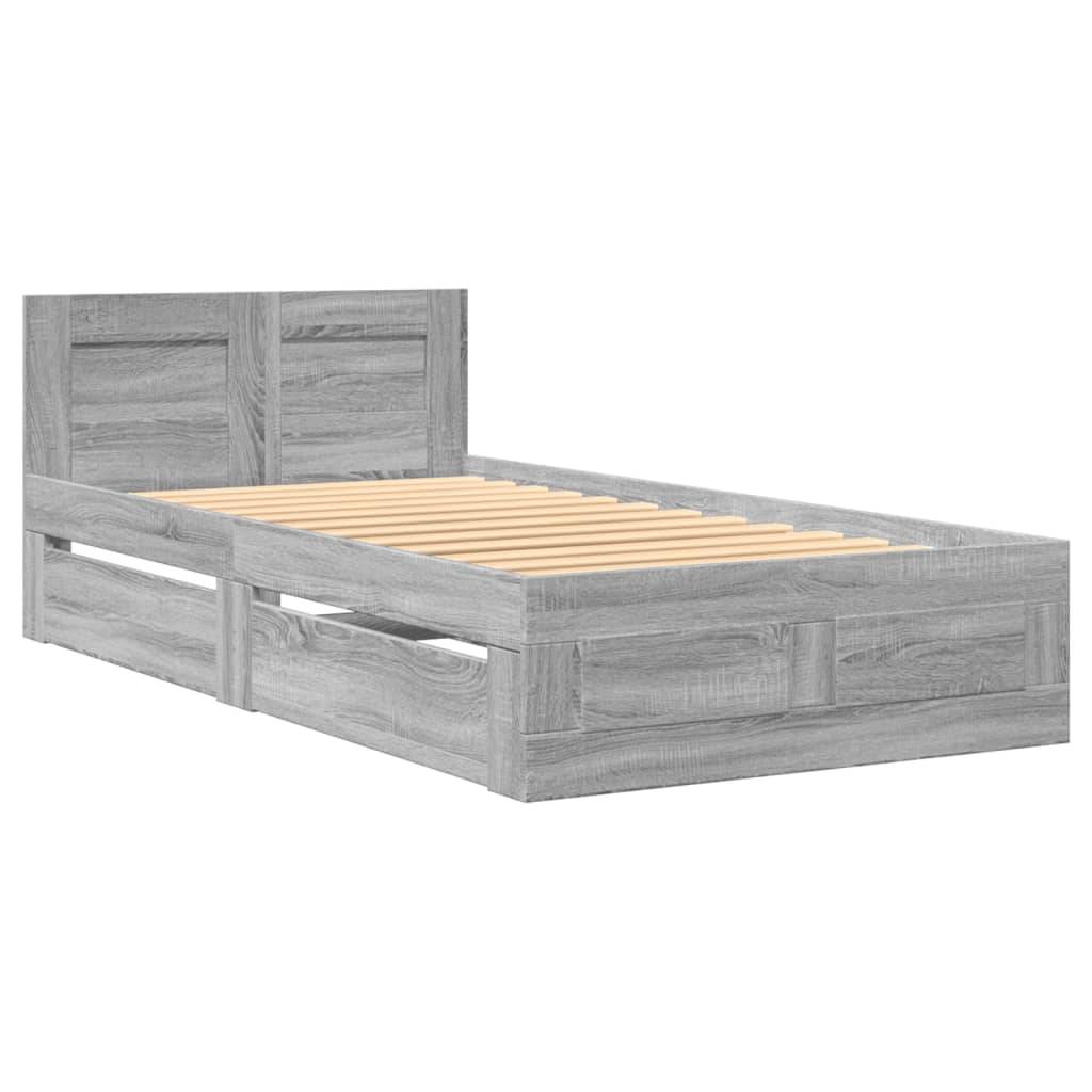 sengeramme m. sengegavl 75x190 cm konstrueret træ grå sonoma-eg