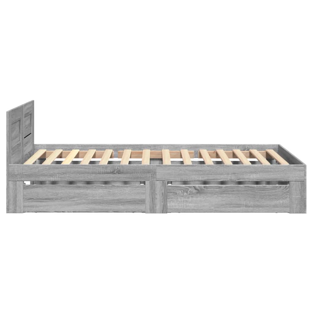 sengeramme m. sengegavl 75x190 cm konstrueret træ grå sonoma-eg