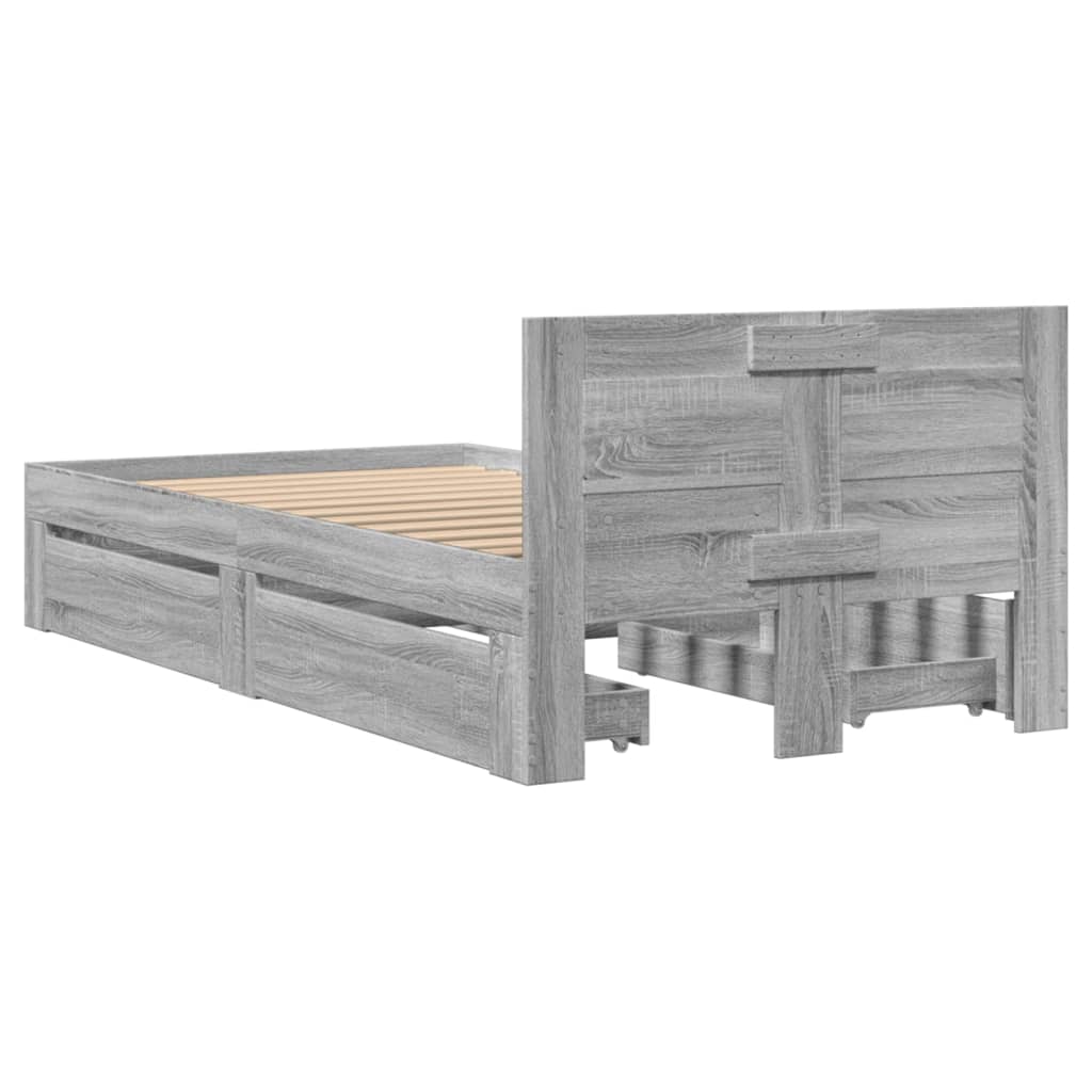 sengeramme m. sengegavl 75x190 cm konstrueret træ grå sonoma-eg