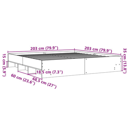 sengestel 200x200 cm konstrueret træ hvid
