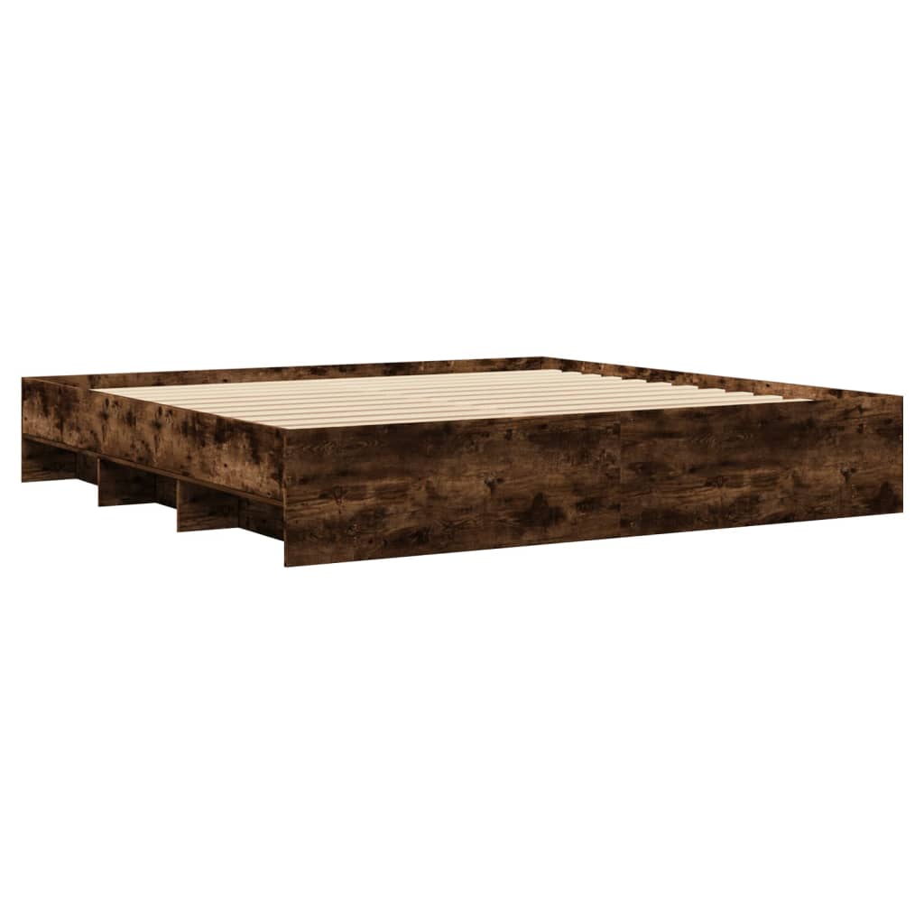 sengeramme uden madras 200x200 cm konstrueret træ røget eg