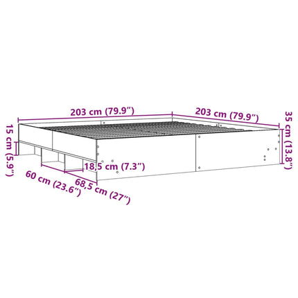 sengeramme uden madras 200x200 cm konstrueret træ røget eg