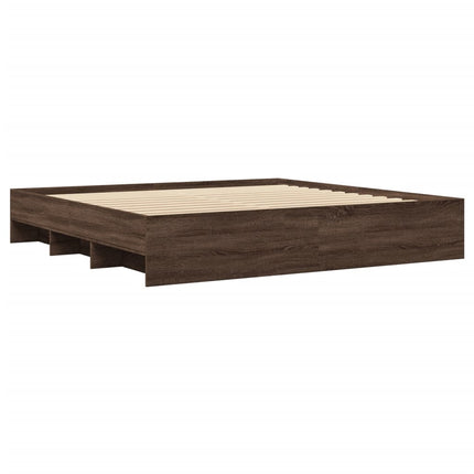 sengeramme uden madras 200x200 cm konstrueret træ brun eg