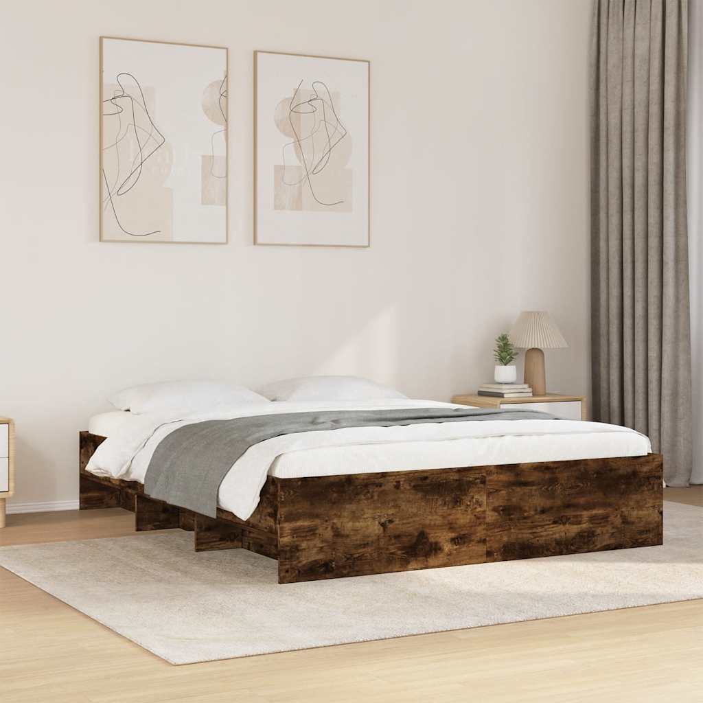 sengeramme 150x200 cm uden madras konstrueret træ røget eg