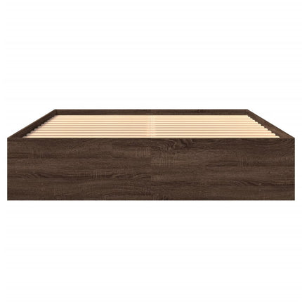 sengeramme 150x200 cm uden madras konstrueret træ brunt eg