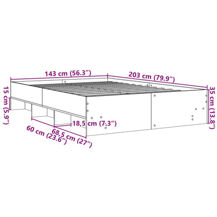 sengestel 140x200 cm massivt træ sort