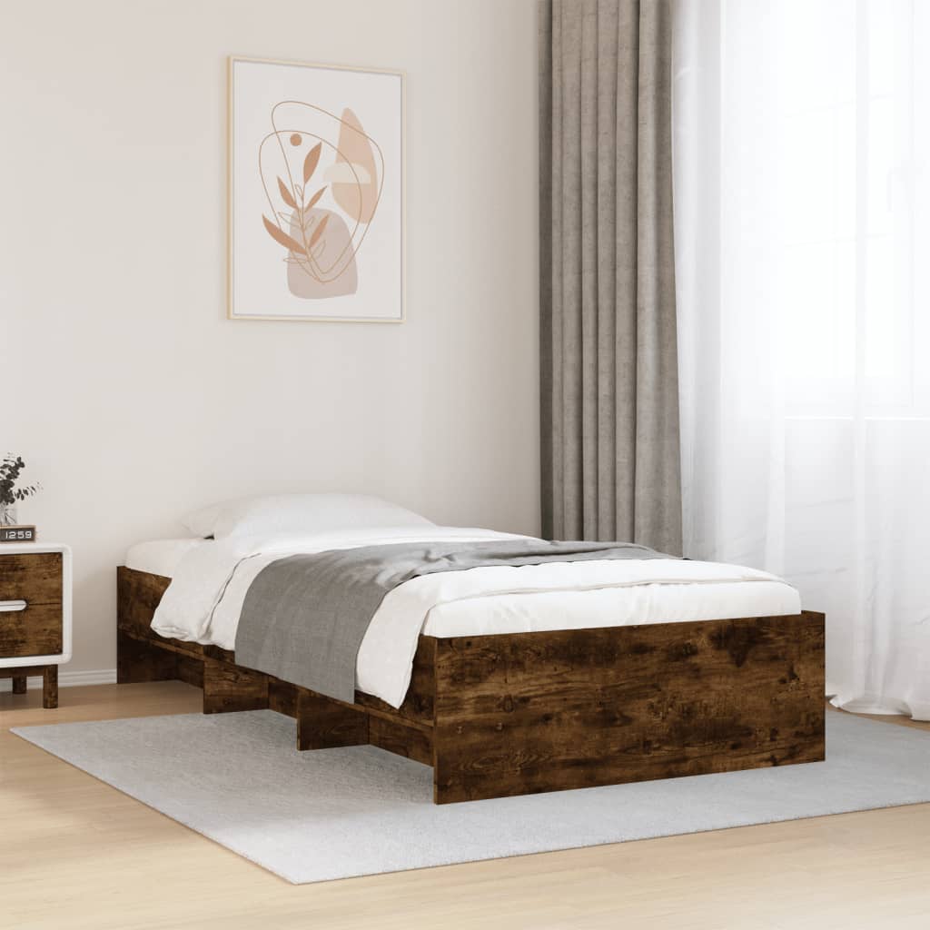 sengeramme 90x200 cm uden madras konstrueret træ røget eg