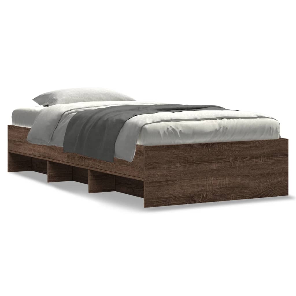sengeramme 90x200 cm uden madras konstrueret træ brunt eg