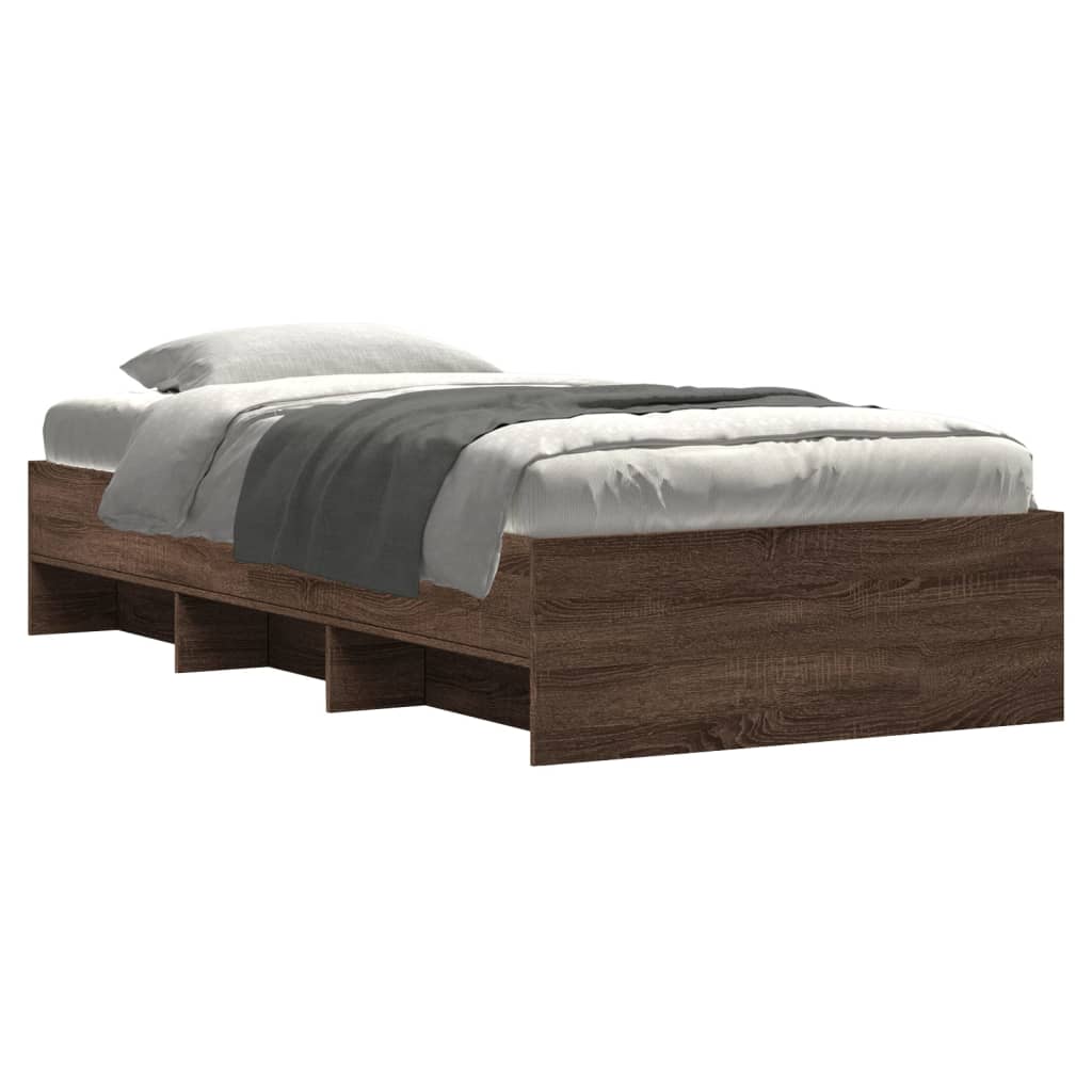sengeramme 90x200 cm uden madras konstrueret træ brunt eg