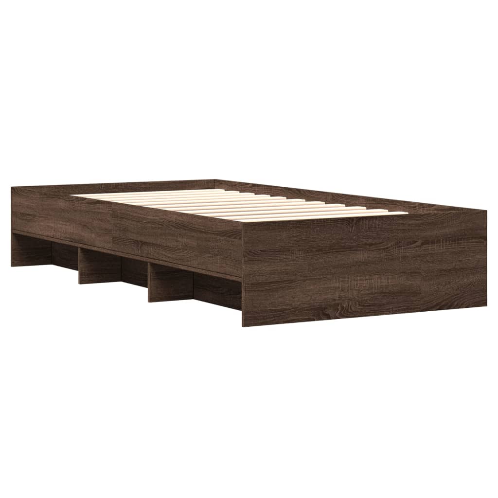 sengeramme 90x200 cm uden madras konstrueret træ brunt eg