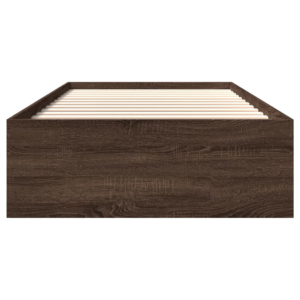 sengeramme 90x200 cm uden madras konstrueret træ brunt eg