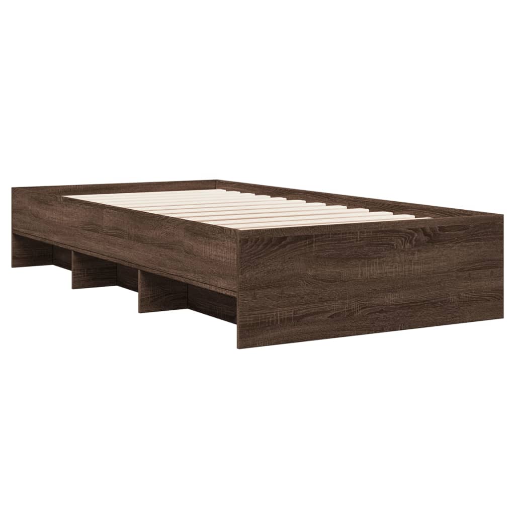 sengeramme 90x200 cm uden madras konstrueret træ brunt eg