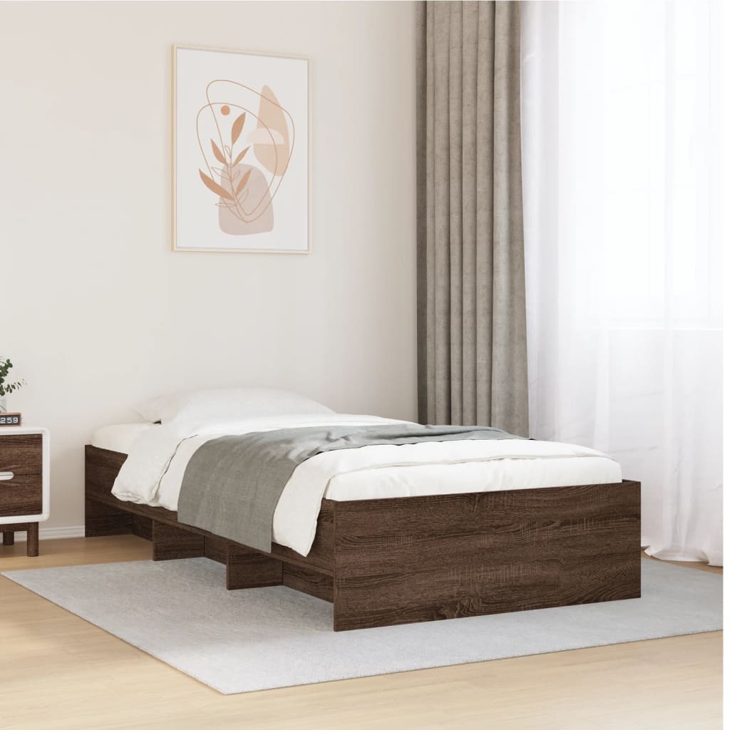 sengeramme 90x200 cm uden madras konstrueret træ brunt eg