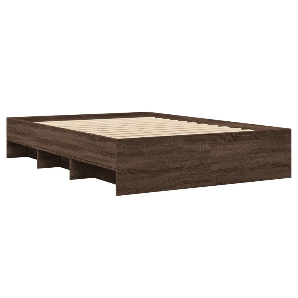 sengeramme 140x190 cm uden madras konstrueret træ brunt eg